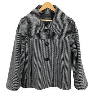 Zara wool retro jacket with big buttons gray and black pattern, wide sleeves  M